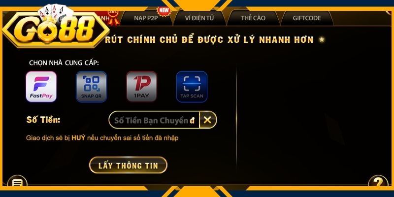 Nạp tiền Go88 chiếm trọn niềm tin từ cộng đồng nhờ sự tiện lợi